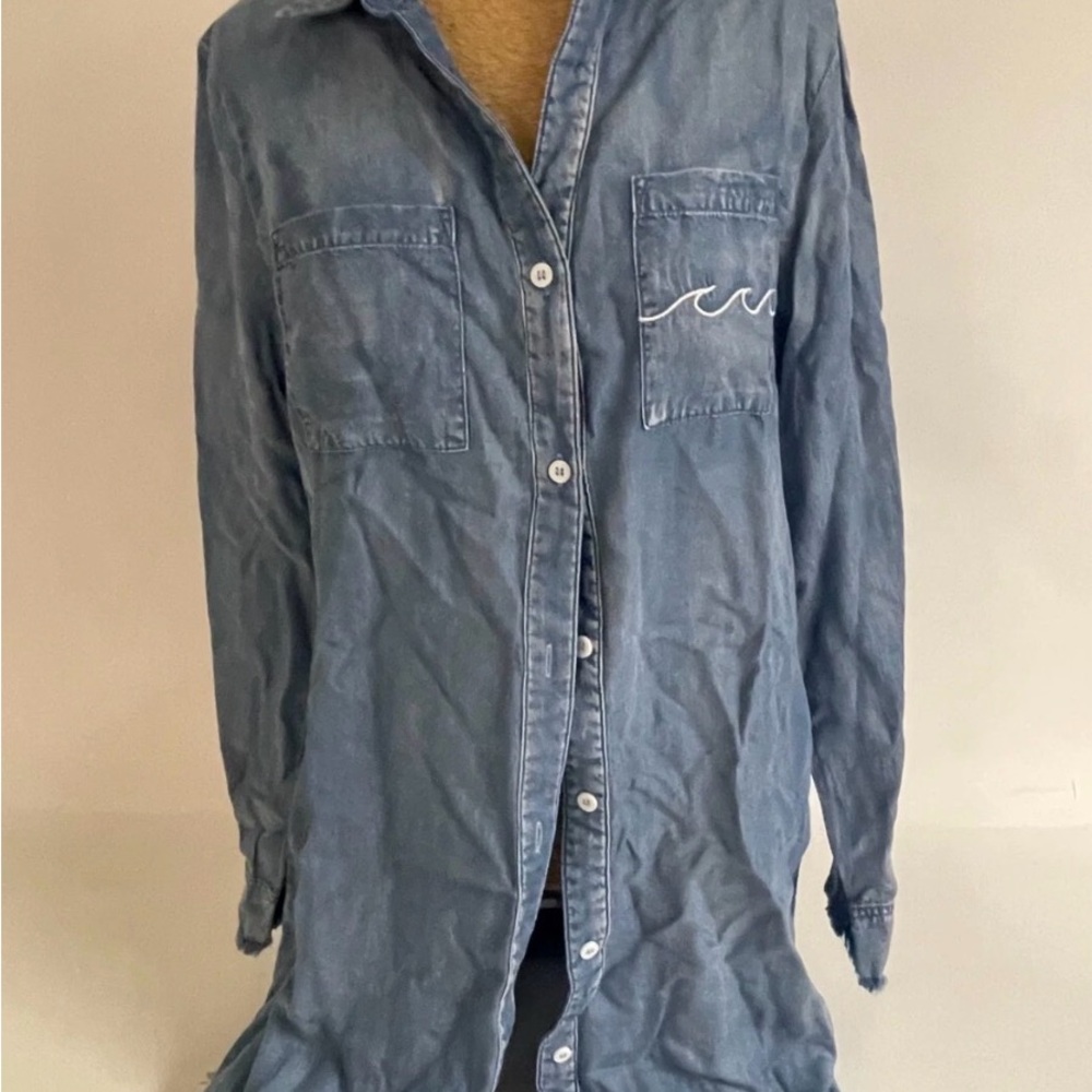 Women's Denim Long Shacket Small